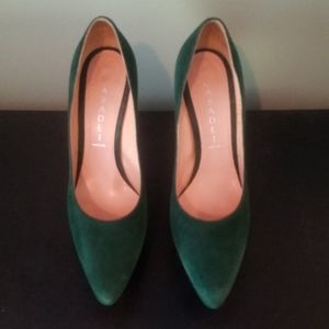 Casadei High Heels, green suede platforms